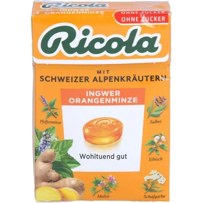 RICOLA o.Z.Box Bomboane cu ghimbir, portocale și mentă 50 g — preț și oferte
