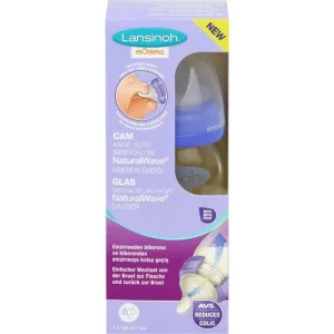 LANSINOH sticlă cu gât lat 160 ml cu tetină S 1 buc.