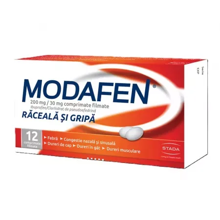 Modafen raceala si gripa 200 mg/30 mg, Stada | 12 comprimate STADA M&AMP D SRL — preț și oferte