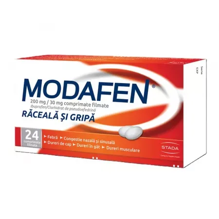 Modafen raceala si gripa 200 mg/30 mg, Stada | 24 comprimate STADA M&AMP D SRL — preț și oferte