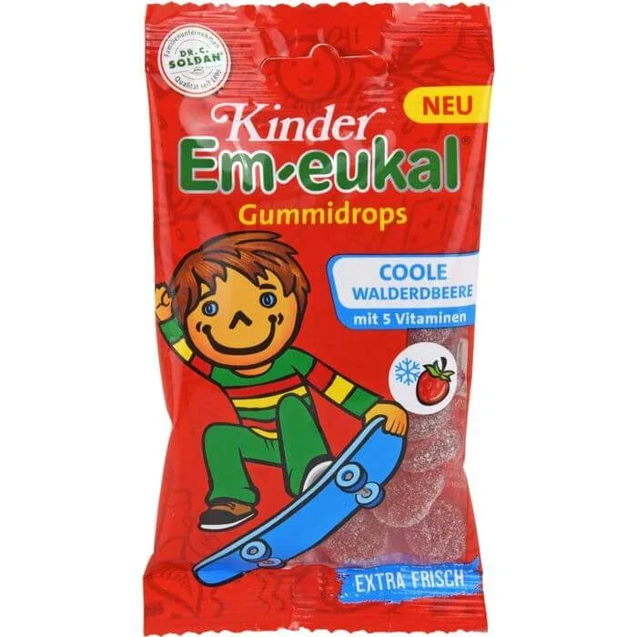 EM-EUKAL picături de gumă pentru copii căpșună sălbatică rece zh. 75 g — preț și oferte
