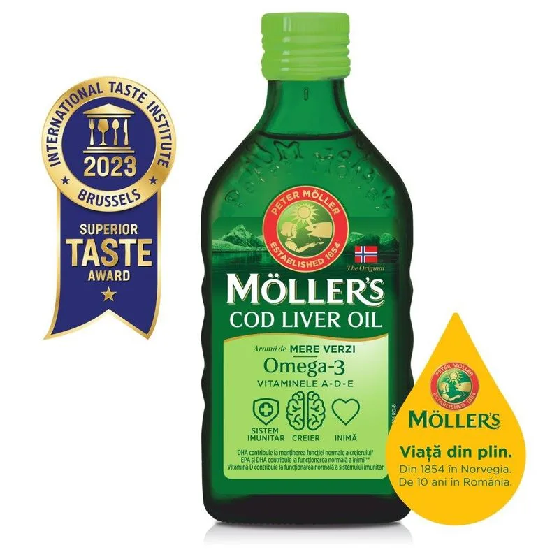 MOLLER'S COD LIVER OIL OMEGA 3 250ML MERE VERZI — preț și oferte