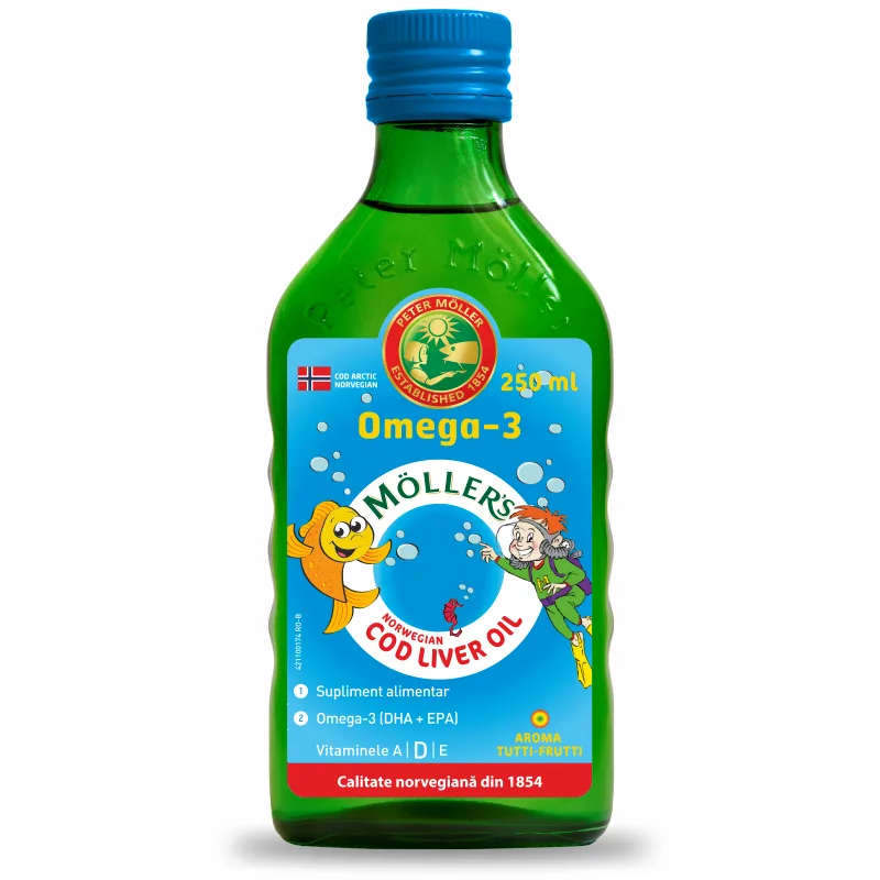 MOLLER'S COD LIVER OIL OMEGA 3 TUTTI FRUTTI — preț și oferte