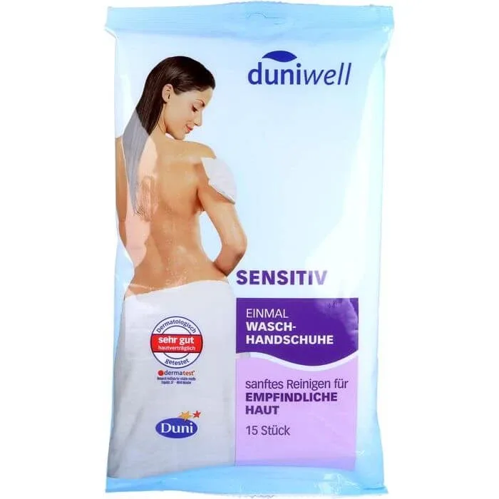 DUNIWELL Mănuși de spălat de unică folosință sensibile 15 buc. — preț și oferte