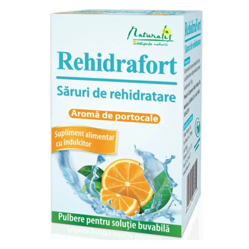 Saruri de rehidratare aroma portocale, Rehidrafort, 10 plicuri, Naturalis — preț și oferte
