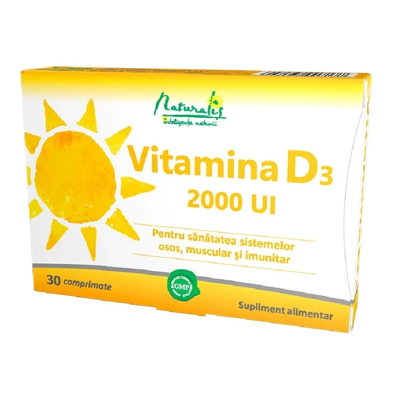 Vitamina D3 2000 UI, 30 comprimate, Naturalis — preț și oferte