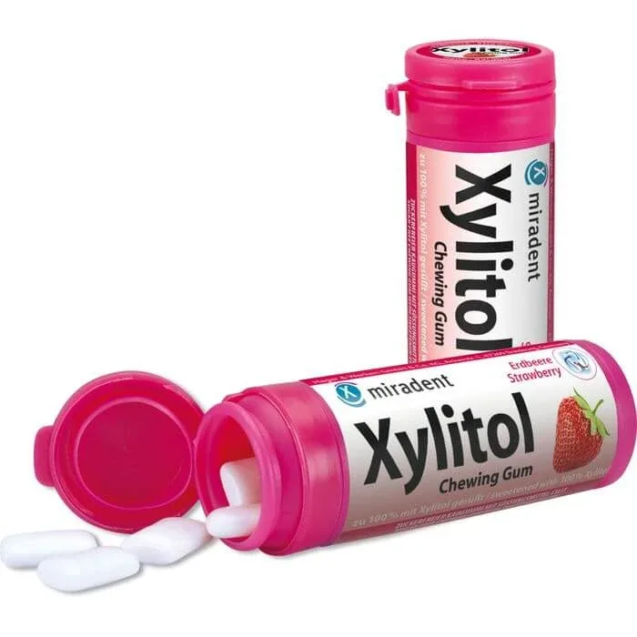 MIRADENT Xilitol gumă de mestecat căpșuni 30 g — preț și oferte