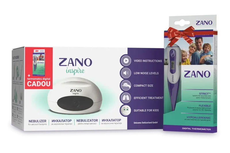 Nebulizator cu compresor pentru copii si adulti Zano Inspire + Termometru, Unicoms HONSUN CO. — preț și oferte
