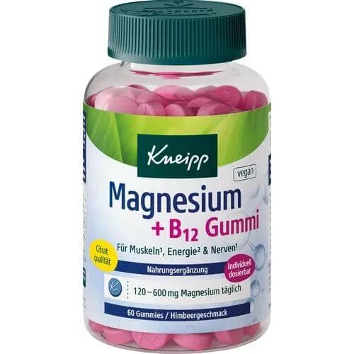 KNEIPP Magneziu+B12 Gumă Zmeură 60 Capsule — preț și oferte
