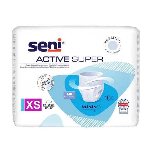 Seni Active Super, chiloți absorbanți elastici, XS, 10 buc. — preț și oferte
