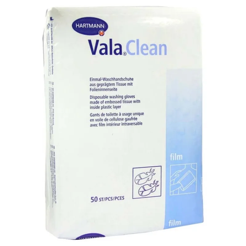Hartmann ValaClean film mănuși de spălat de unică folosință, 23,5 x 15,5 cm, ambalate în folie 50 buc. — preț și oferte