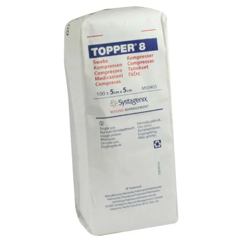 Topper 8 Comprese 5x5 cm nesterile 100 buc. — preț și oferte