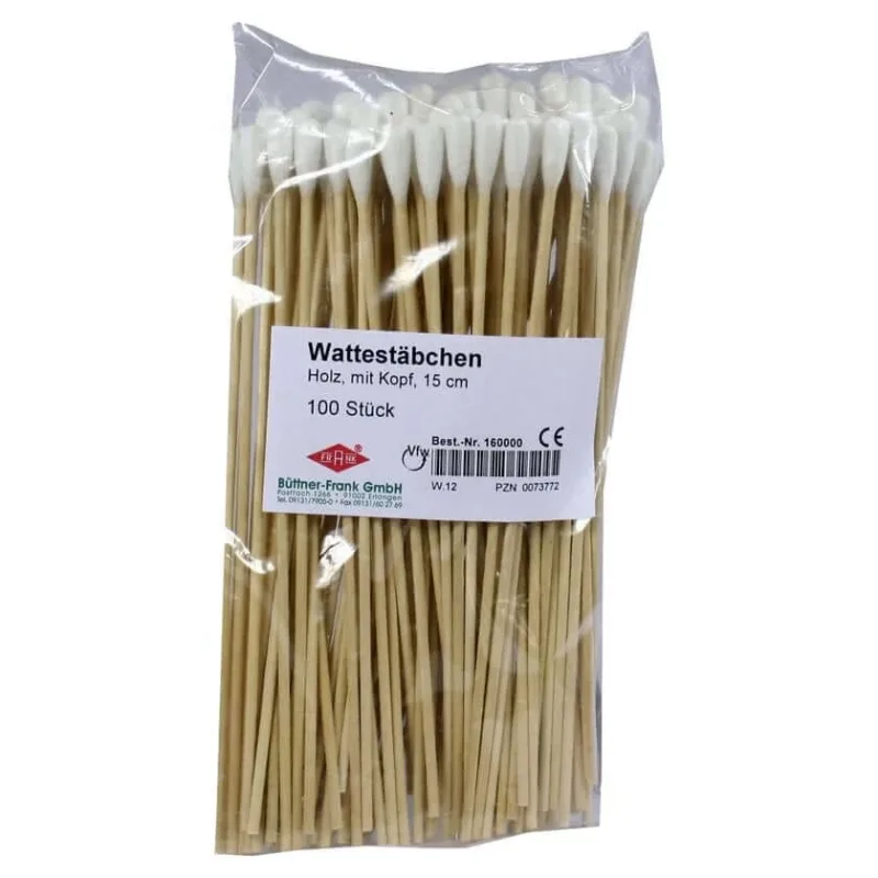 Tampon de bumbac cu cap de bumbac 15 cm lemn în polyb 100 buc — preț și oferte