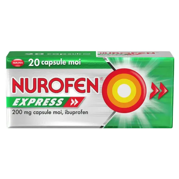 Nurofen Express 200 mg, Reckitt Benckiser | 20 capsule moi — preț și oferte