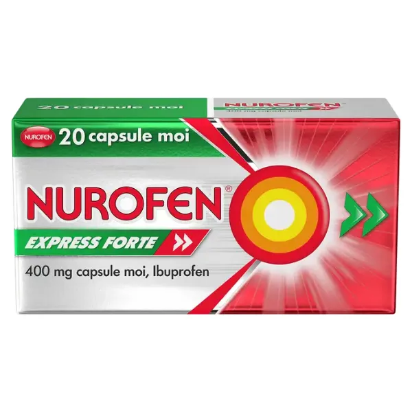 Nurofen Express Forte 400 mg, Reckitt Benckiser | 20 capsule moi — preț și oferte