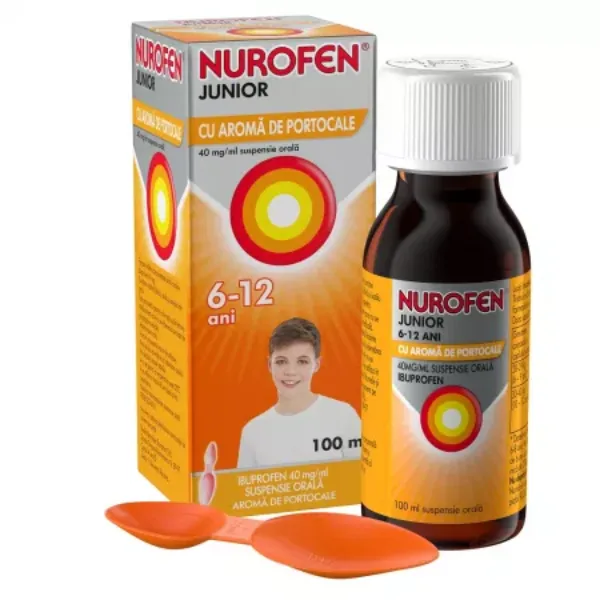 Nurofen Junior 6-12 ani 40mg/ml suspensie orala cu aroma de portocale, Reckitt Benkiser | 100 ml Reckitt Benckiser — preț și oferte