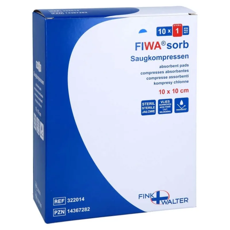 Tampoane absorbante sterile 10x10 cm nețesute FIW 10 buc. — preț și oferte
