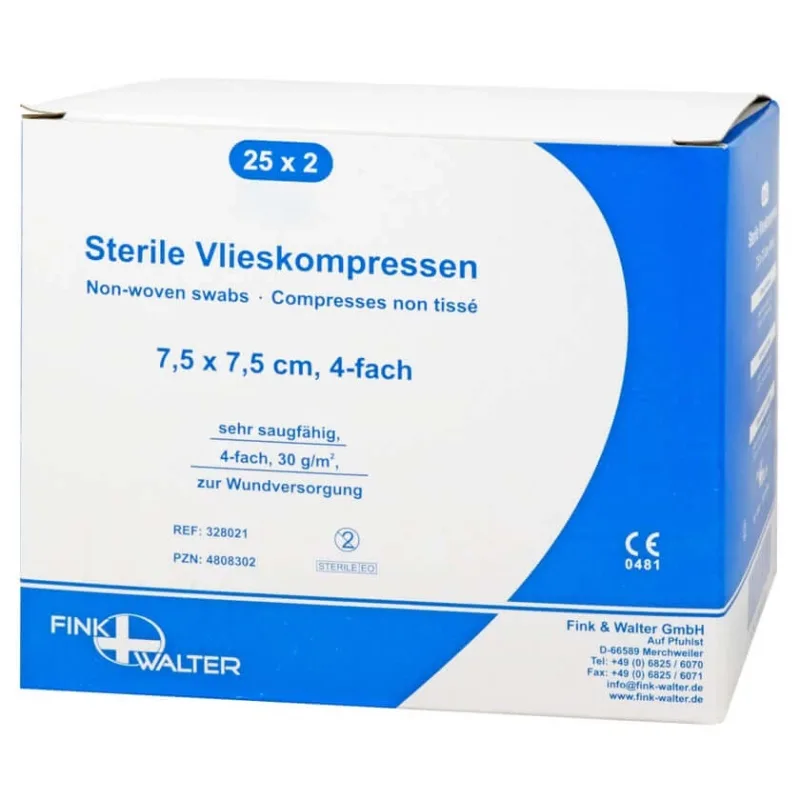 Comprese nețesute sterile 7,5x7,5 cm 4-fold 25X2 buc. — preț și oferte