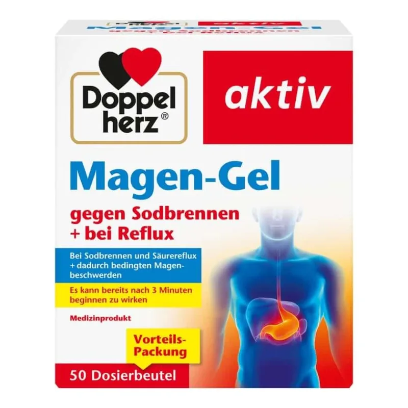 Gel pentru stomac cu inimă dublă împotriva arsurilor la stomac + reflux 50X10 ml — preț și oferte