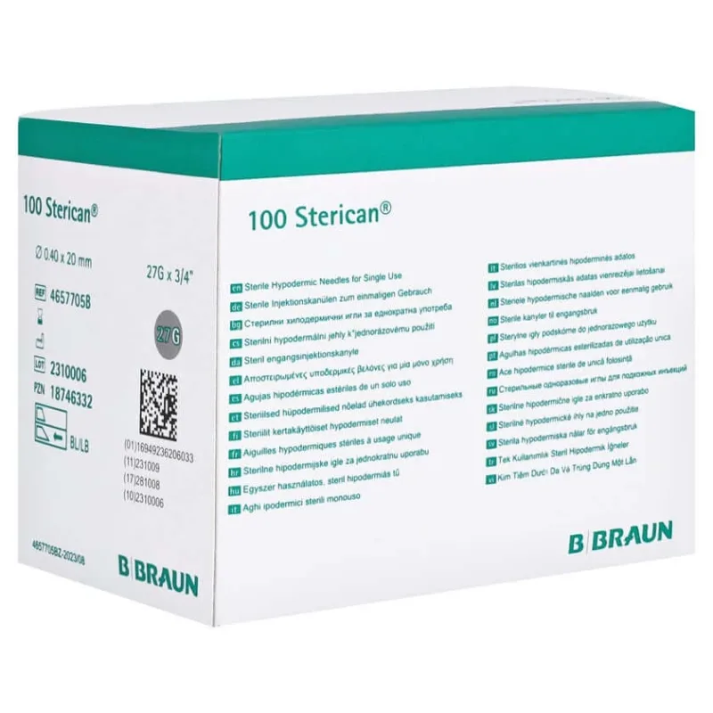 Canulă Sterican de unică folosință 27 G 20 Mm 100 buc — preț și oferte