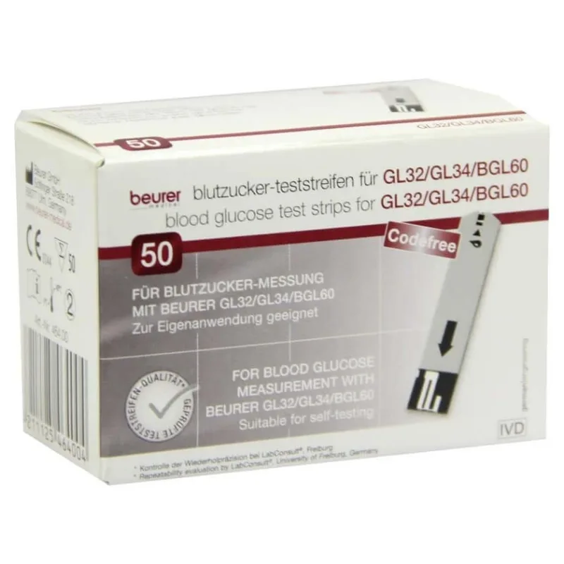 Beurer Gl32/gl34/bgl60 Test de glucoză din sânge 50 buc. — preț și oferte