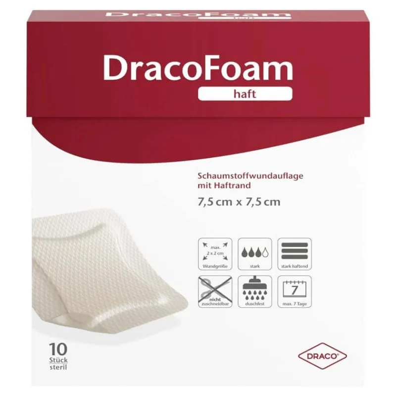 Pansament cu spumă adezivă Dracofoam, 7,5 x 7,5 cm 10 buc. — preț și oferte