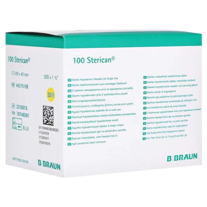 Canulă Sterican de unică folosință 20 G 40 mm 100 buc — preț și oferte