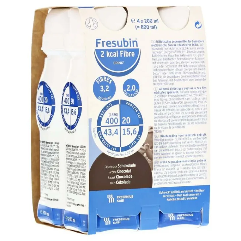 Fresubin 2 kcal Fibre DRINK Ciocolată T 4X200 ml — preț și oferte