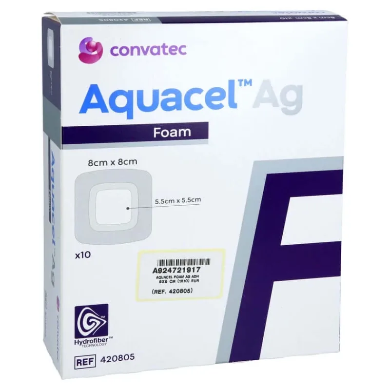 Aquacel Ag Spumă adezivă 8x8 cm pansament 10 buc — preț și oferte