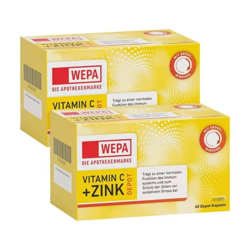 WEPA Vitamina C + Zinc Depot, pachet dublu, 2 x 60 capsule — preț și oferte