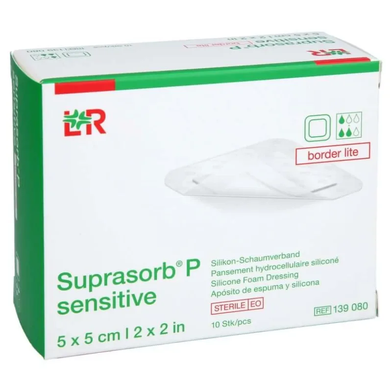 Suprasorb P Sensitive, spumă poliuretanică cu boron, 5 x 5 cm, 10 bucăți — preț și oferte