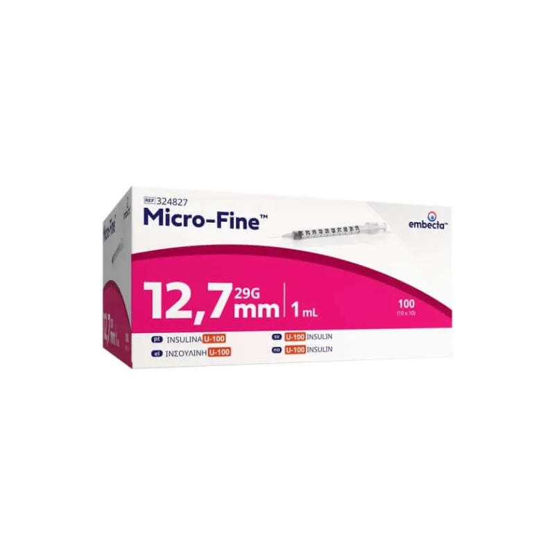 Seringă pentru insulină cu ac ultrafin 1 ml U100, 12,7 mm, 100 buc. — preț și oferte