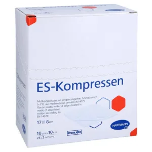 Compresele Es sterile, 10 x 10 cm, cu 8 straturi, 25 x 2 buc.