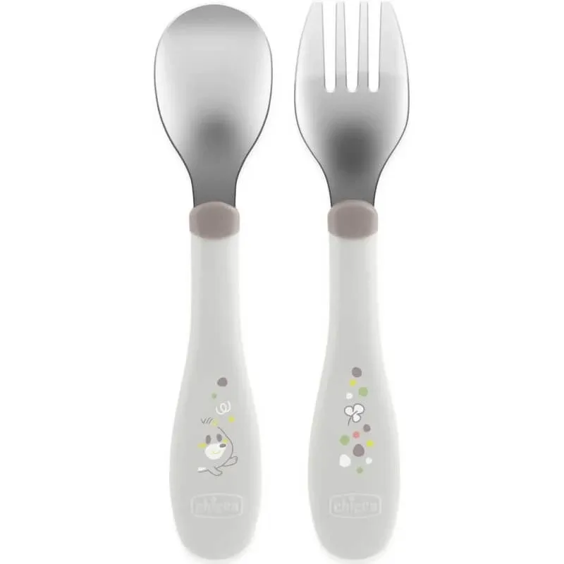 Set de tacâmuri din oțel Chicco, 18 luni+, gri — preț și oferte