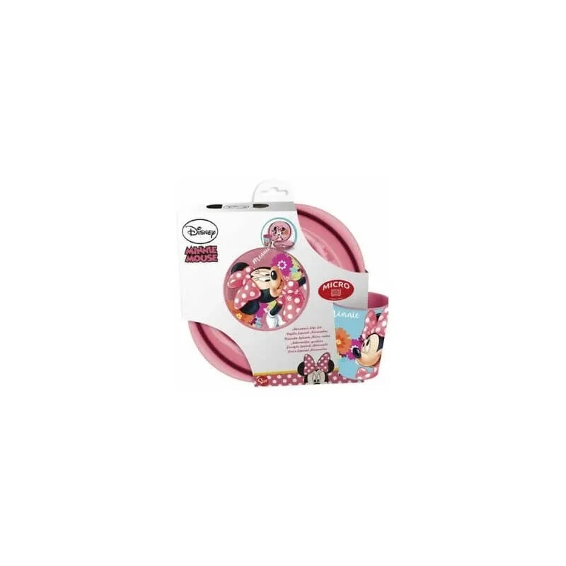 Disney Minnie – set pentru masa copiilor, cu farfurii și pahar din plastic, potrivit pentru cuptorul cu microunde — preț și oferte