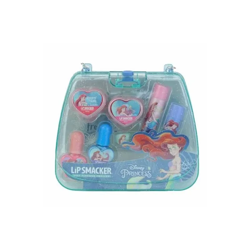 Geantă mini Disney Princess Ariel Lip Smacker – 2 balsamuri de buze + 2 luciu de buze + 2 lacuri de unghii — preț și oferte