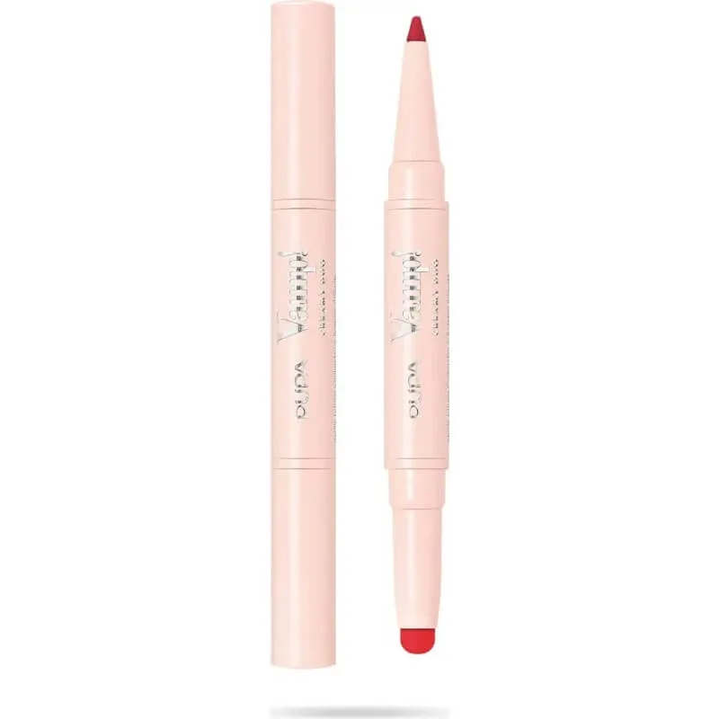 Pupa vamp! creamy duo – creion de contur pentru buze și ruj strălucitor nr. 010 true red — preț și oferte