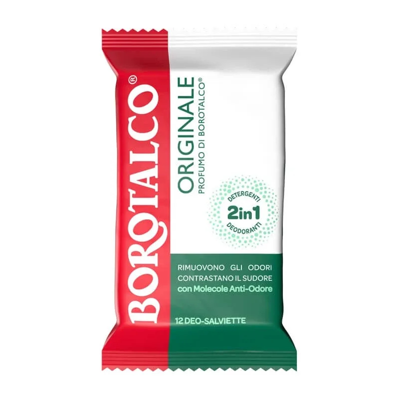 Borotalco 12 șervețele deodorante 2 în 1, cu efect de curățare și împrospătare — preț și oferte