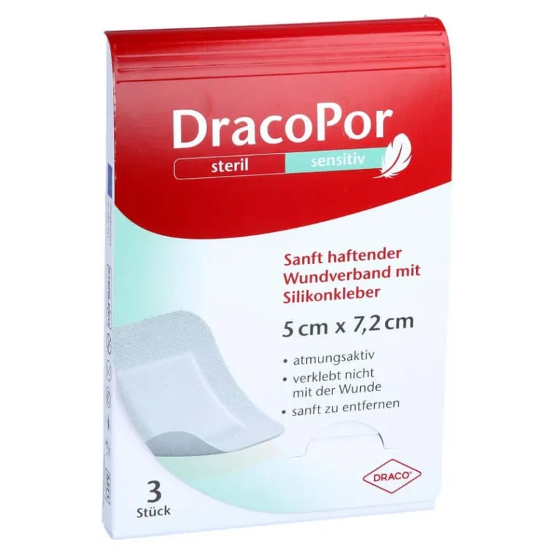 Dracopor Sensitive 5x7.2 cm steril cu Sili 3 buc. — preț și oferte