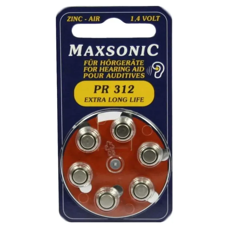 Baterii pentru aparate auditive Maxsonic PR312 6 buc — preț și oferte