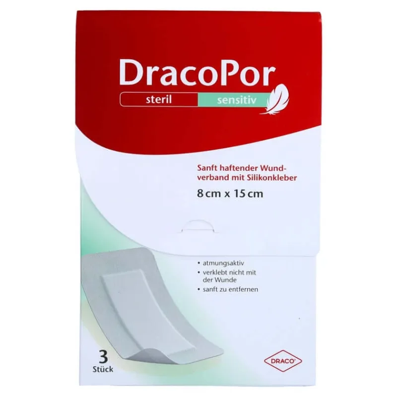 Dracopor Sensibil 8x15 cm steril cu silicon 3 buc. — preț și oferte