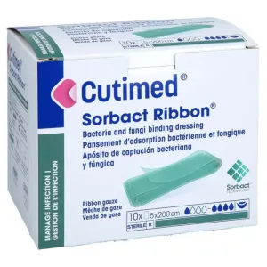 Cutimed Sorbact Tamponades Ribbon 5x200 Cm 10 St