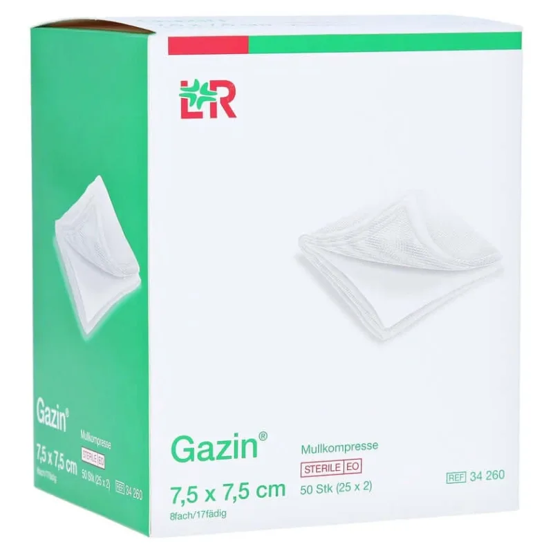 Comprese de tifon Gazin 7,5x7,5 cm sterile 8 fold 25X2 buc. — preț și oferte