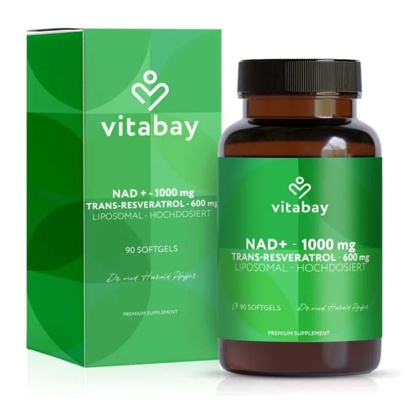 Vitabay NAD + 1000 mg Trans-Resveratrol 600 mg lipozomal - doză mare 90 buc. — preț și oferte
