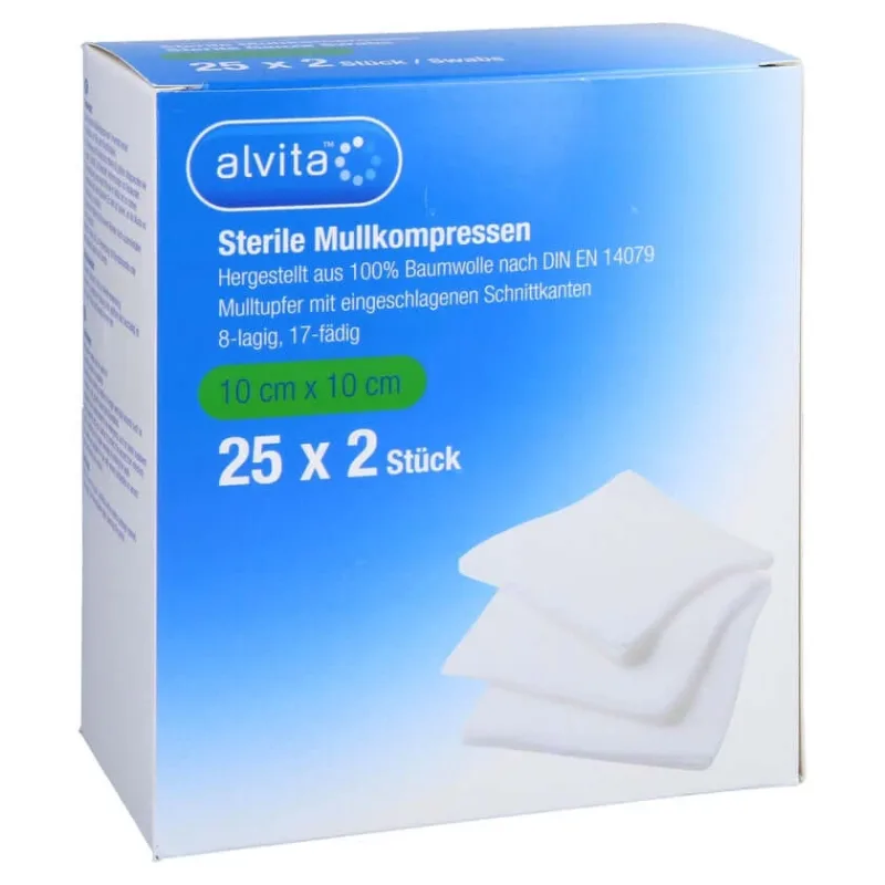 Comprese de tifon Alvita sterile 10x10 cm 25X2 buc — preț și oferte
