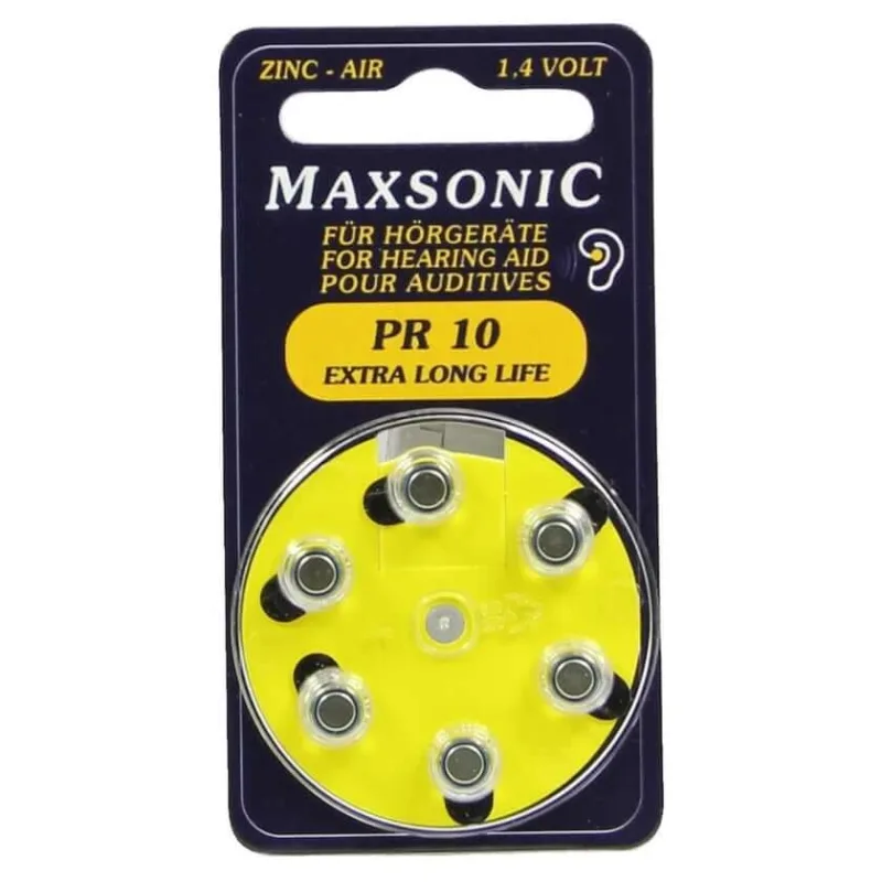 Baterii pentru aparate auditive Maxsonic PR10 6 buc — preț și oferte