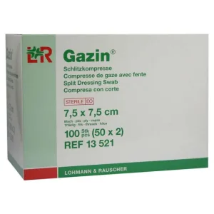 Comprese pentru fantă Gazin 7,5x7,5 cm steri 50X2 buc