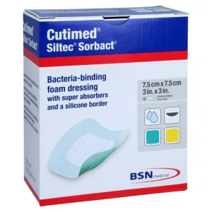 Cutimed Siltec Sorbact PU pansament 7.5x7.5 c 10 buc.