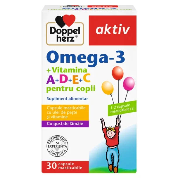 Omega 3 pentru copii, Doppelherz Aktiv | 30 capsule masticabile QUEISSER PHARMA — preț și oferte