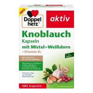 Capsulă de usturoi cu inimă dublă cu vâsc+păducel alb+vitamina B1 480 Capsule